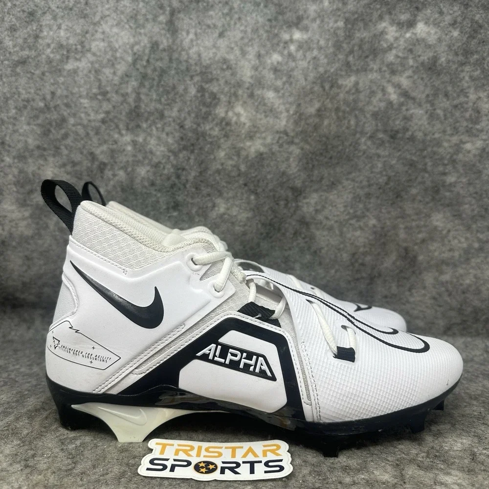 Nike Alpha Menace Pro 3 Football Cleats Mens Size 10.5 White Black CT6649-100